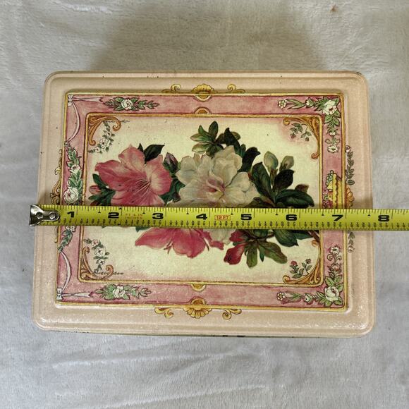 VTG Metal Tin Keller Charles of Philadelphia Flowers Floral Pink White Charity - Picture 9 of 11